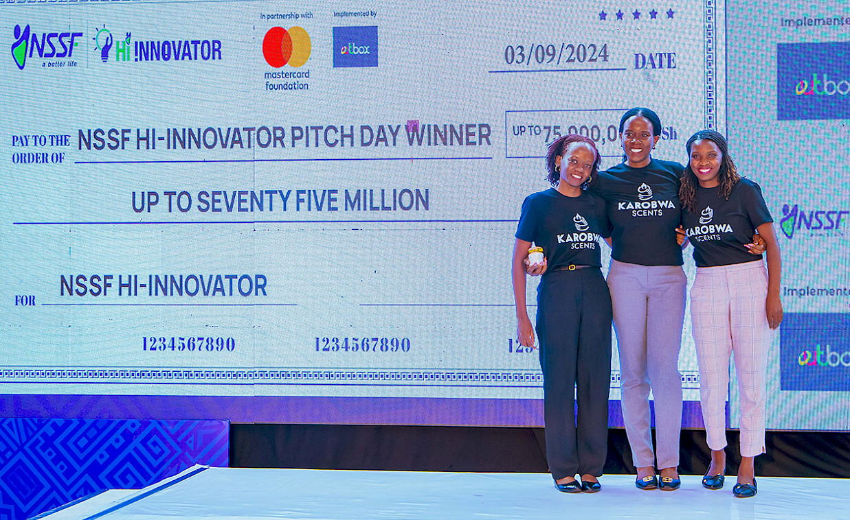 Female entrepreneurs pose for a photo after securing $20,000 seed funding following a successful Hi-Innovator programme pitch day.